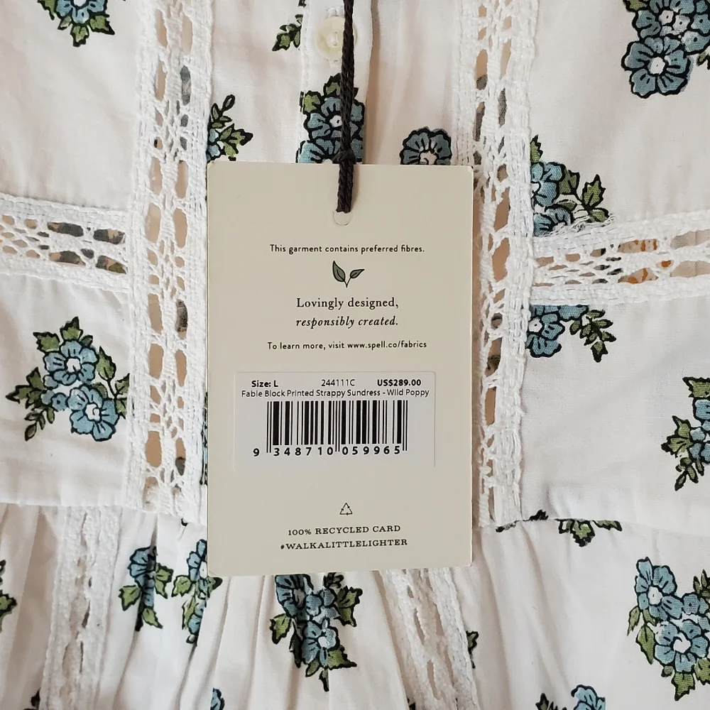 Spell White, Blue and Green Floral Maxi Dress Size Large - Picture 2 of 12